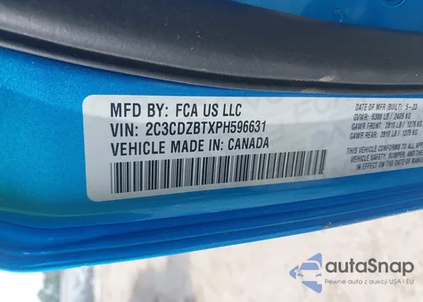 2023 Dodge Challenger R/T from USA, damaged, VIN 2C3CDZBTXPH596631